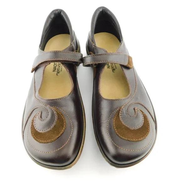 NAOT SEA Brown Leather Mary Jane Platform Flats 40EU 9US